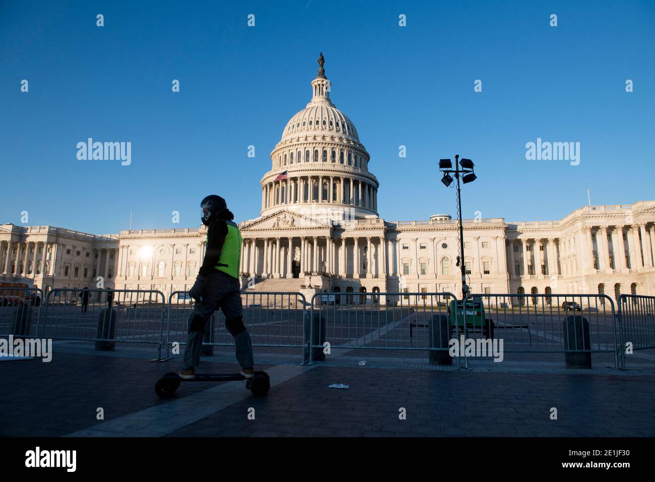 Washington, United States Of America. 07th Jan, 2021. The U.S. Capitol seen in the aftermath the morning after a riot by pro-Trump supporters who stormed and vandalized the U.S. Capitol as Electoral votes were being counted during a joint session of the United States Congress to certify the results of the 2020 presidential election. Washington, DC, Thursday, January 7, 2021. Credit: Rod Lamkey/CNP Photo via Credit: Newscom/Alamy Live News Stock Photo