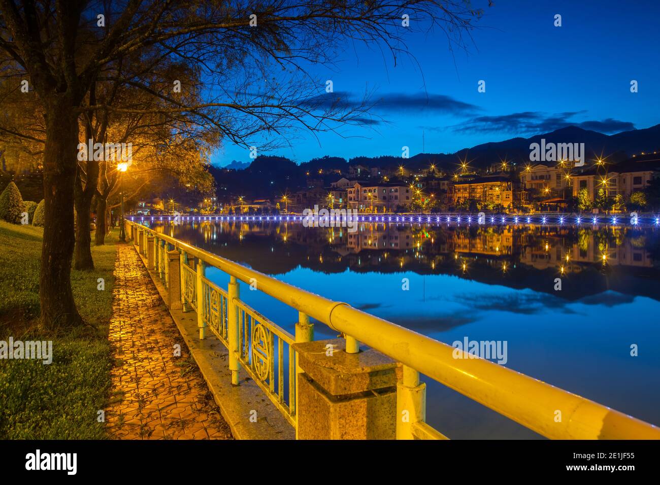 Night cityscape view reflection on water Stock Photo - Alamy