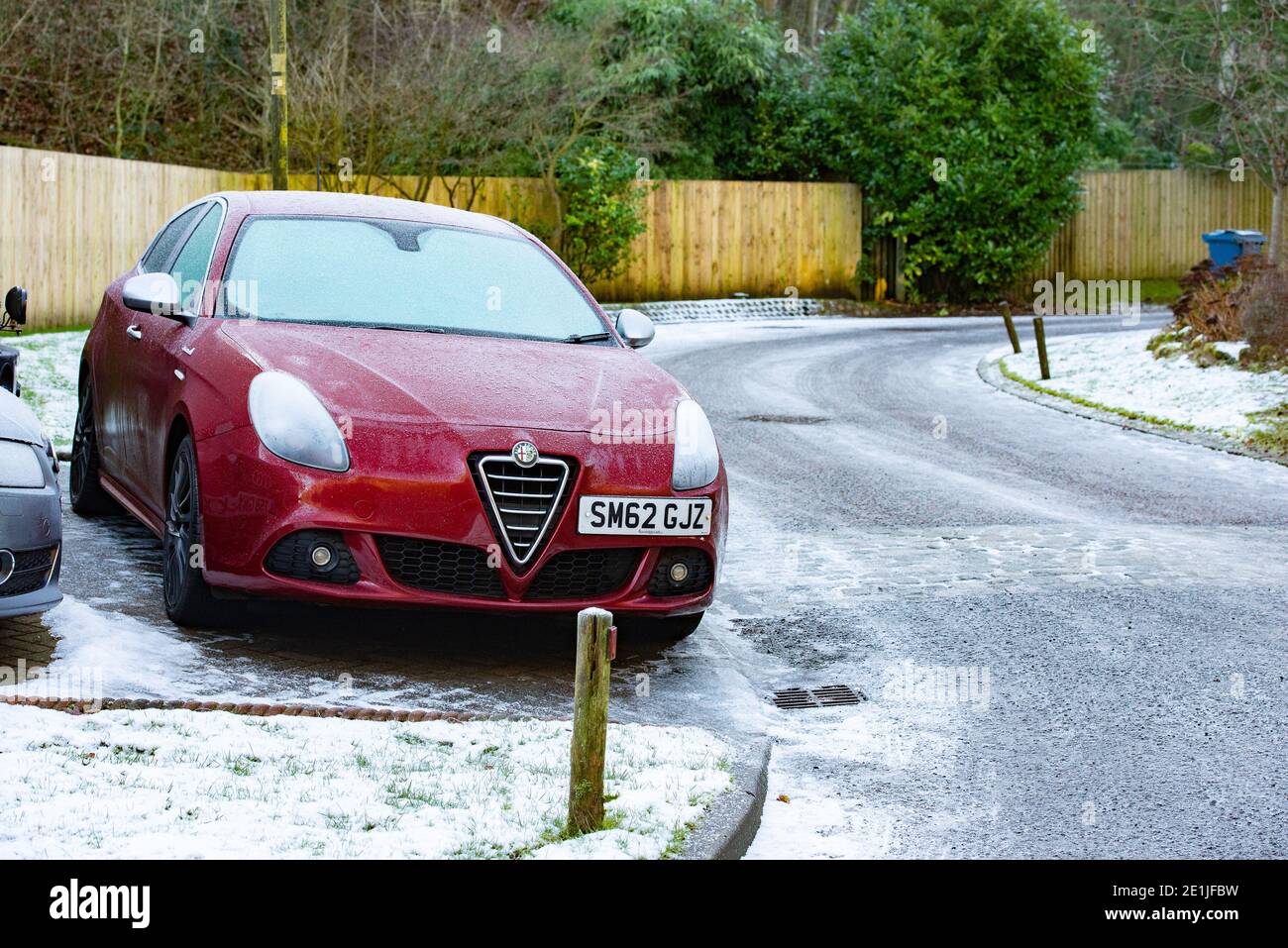 A frozen Alpha Romeo car, Chipping, Preston, Lancashire. Stock Photo