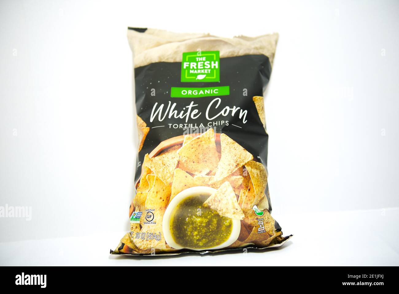 The Fresh Market organic white corn chips Stock Photo Alamy