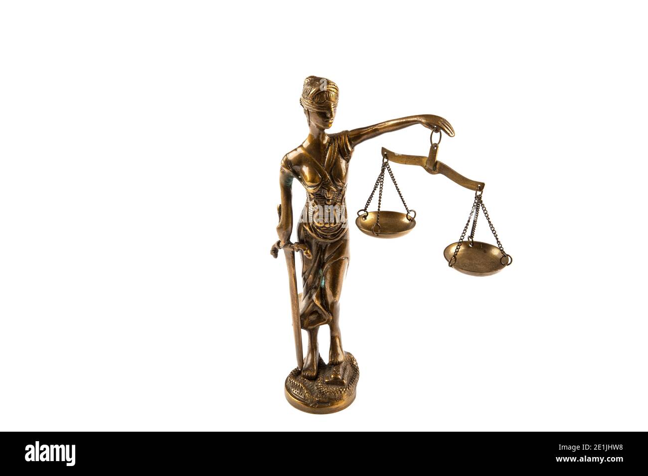 The Statue of Justice lady justice or Iustitia isolated on white