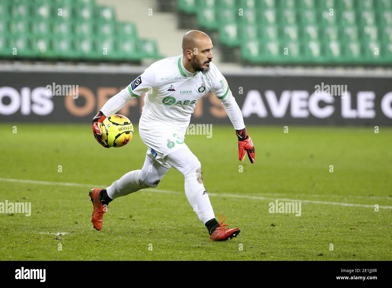 Goalkeeper of Saint-Etienne Jessy Moulin during the French championship  Ligue 1 football match between AS Saint-Etienne (ASSE) a / LM Stock Photo -  Alamy