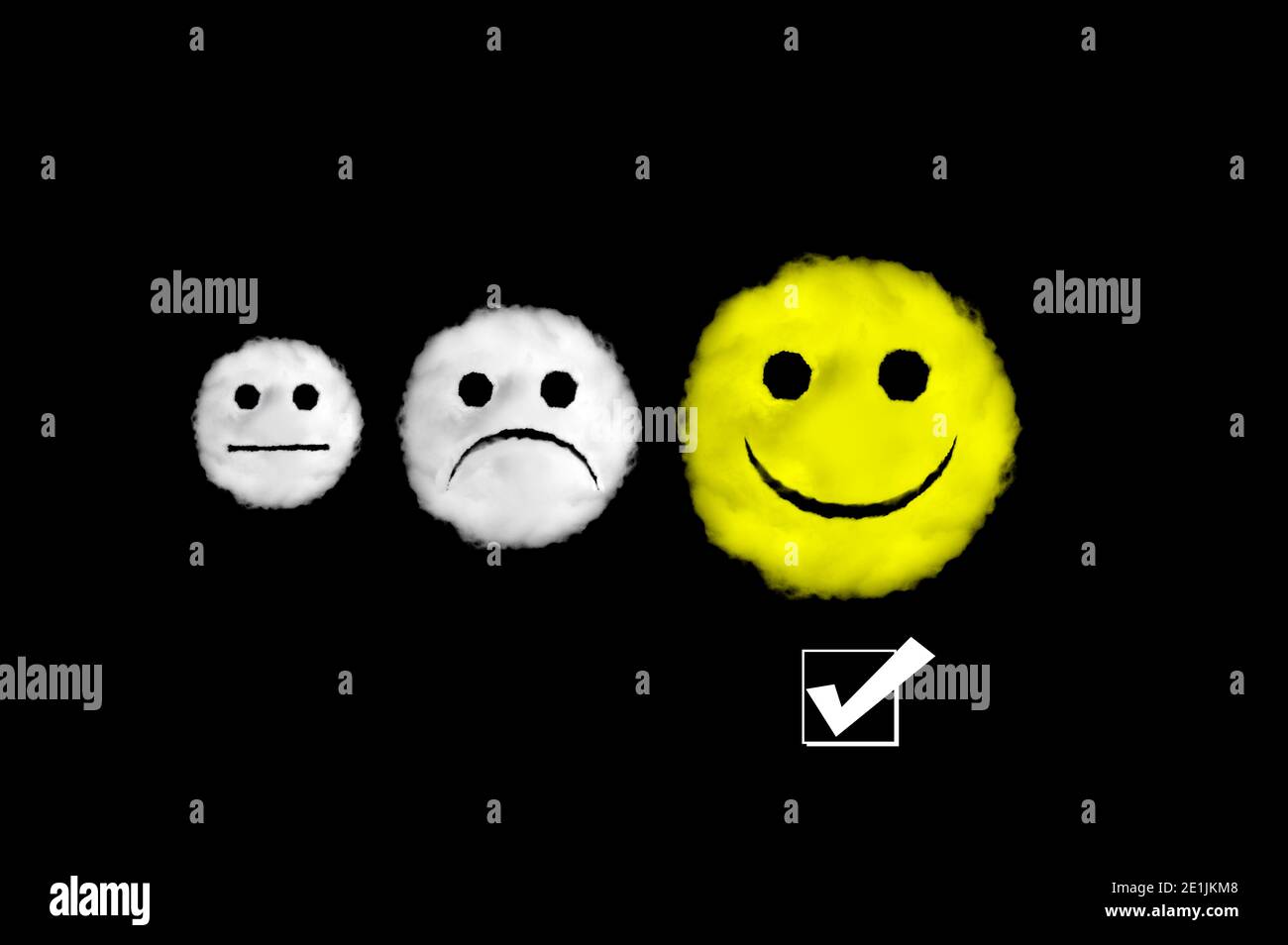 Cloud shape happy, sad and neutral emoticons with the happy face yellow ...