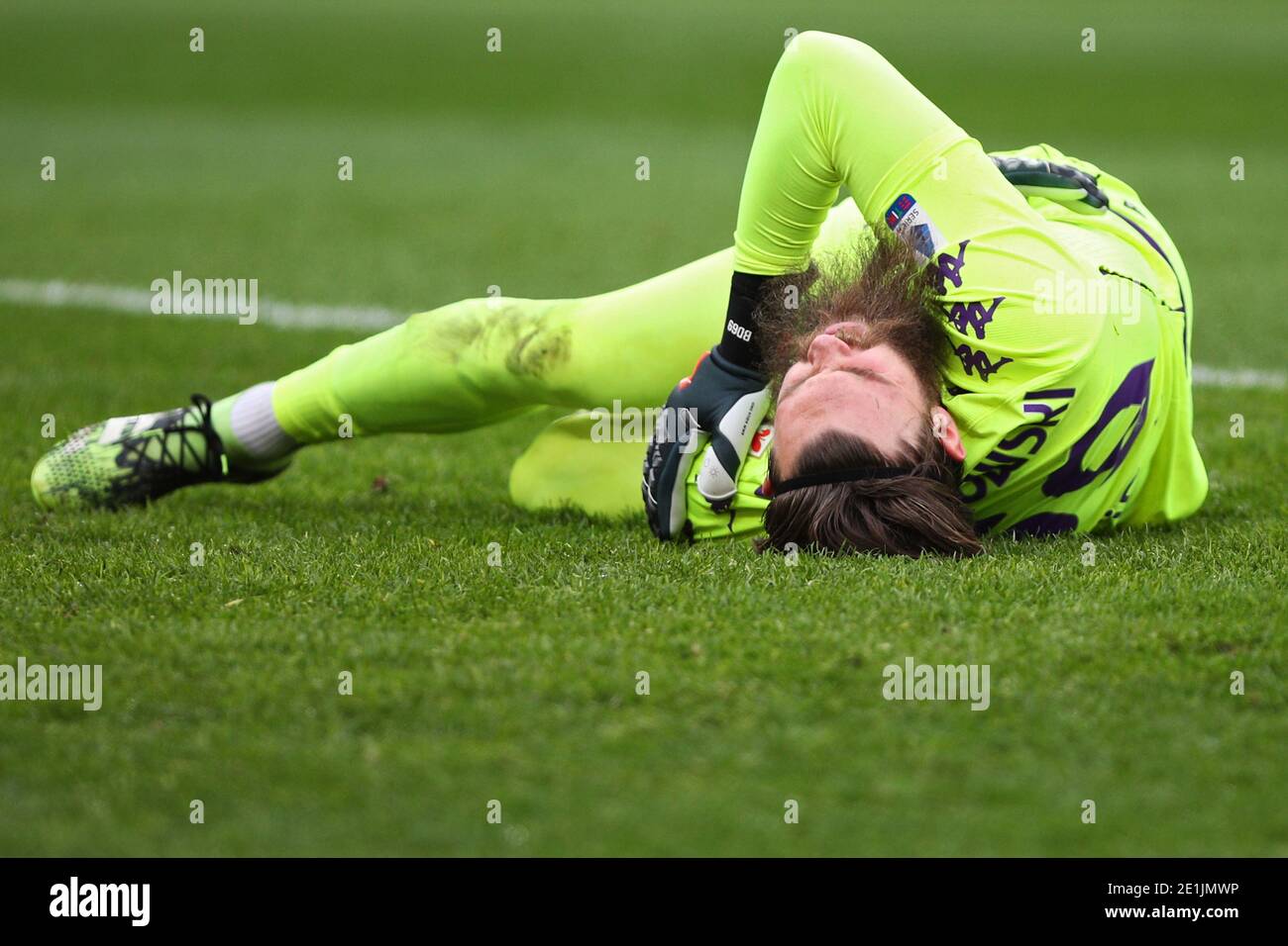 Goalkeeper of Fiorentina Bartlomiej Dragowski reacts after being injured during the Italian championship Serie A football m / LM Stock Photo