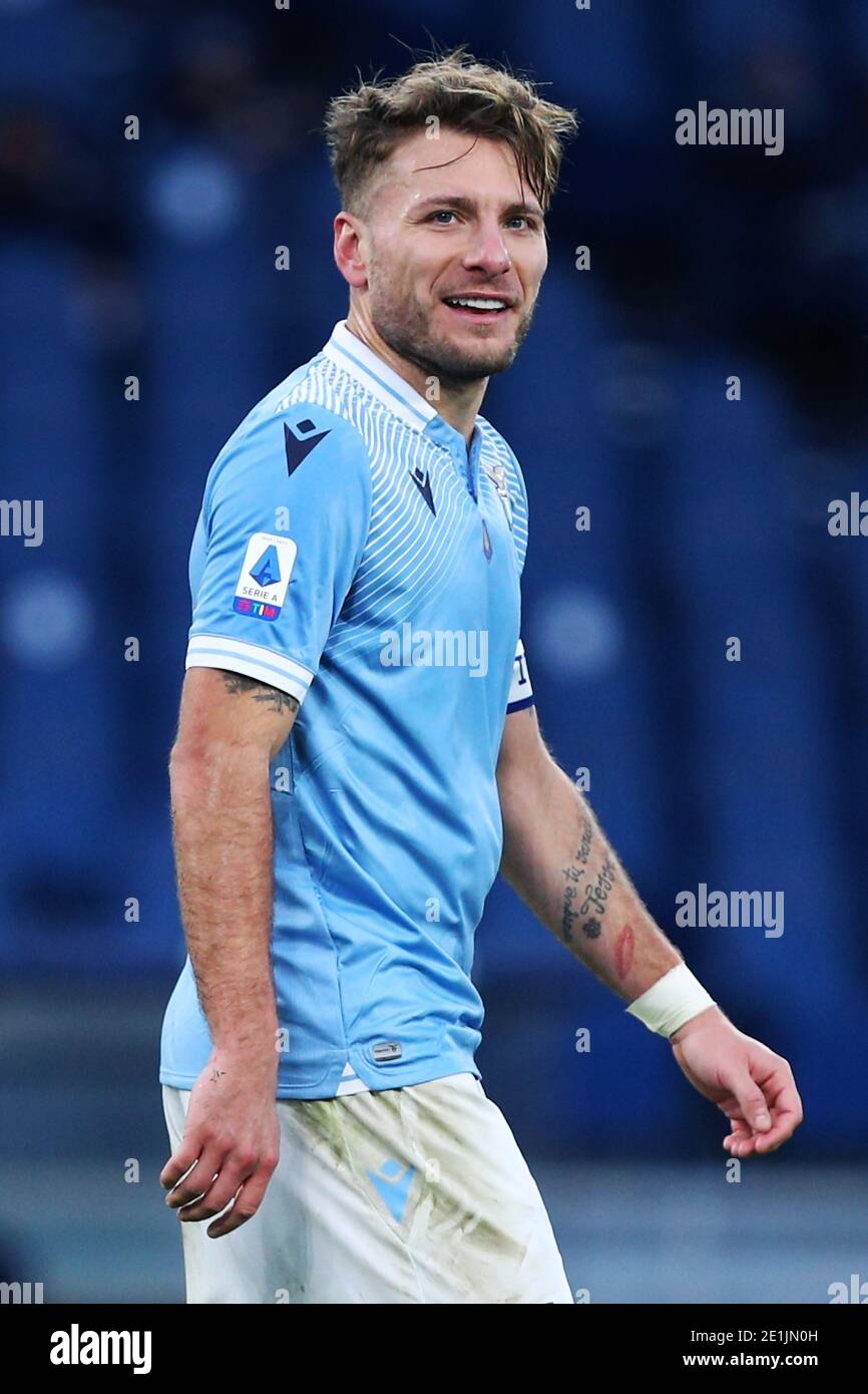 Ciro Immobile of Lazio celebrates after scoring 2-0 goal during the Italian championship Serie A football match between SS  / LM Stock Photo