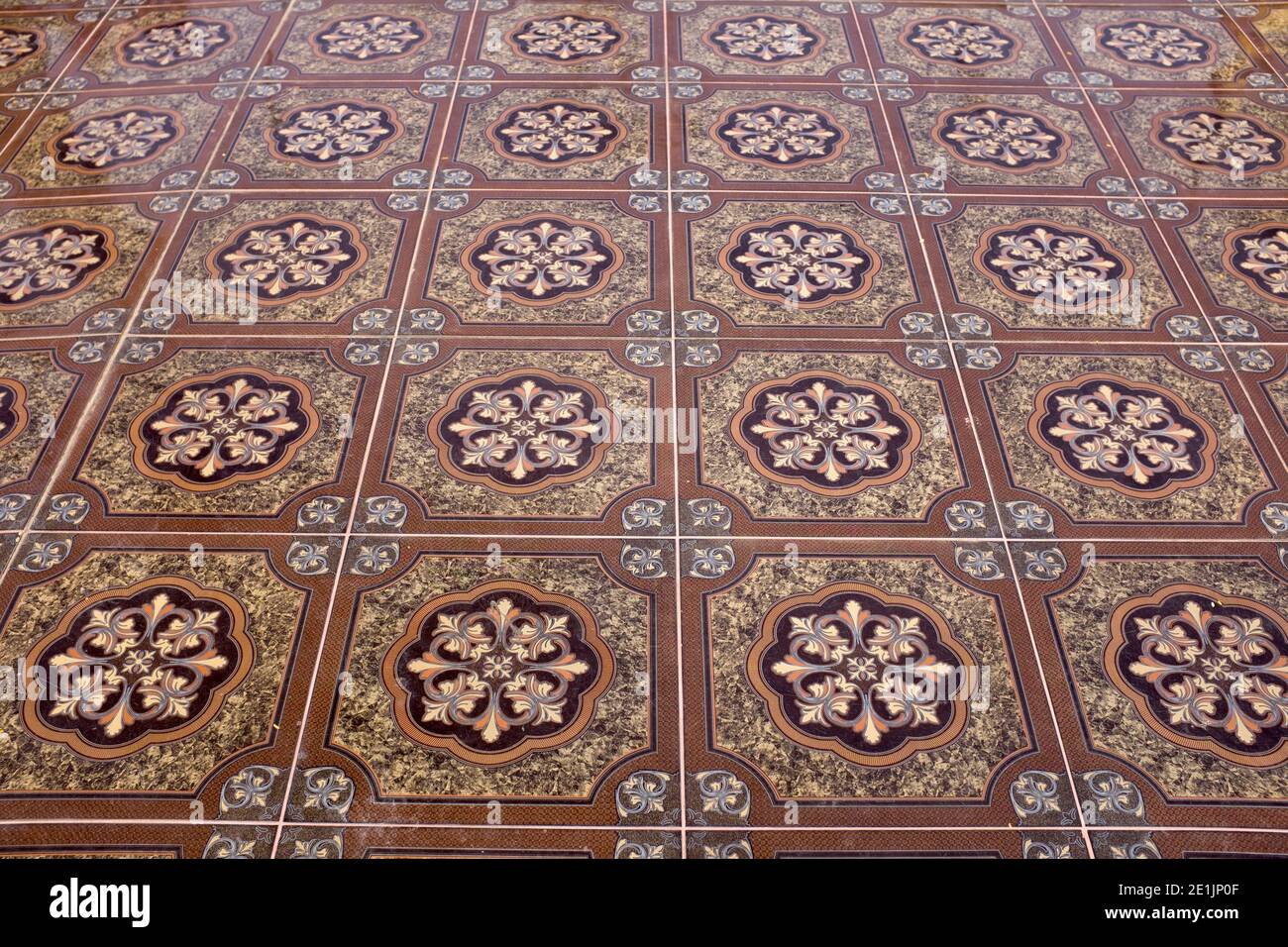 Decorative Floor Tiles Preah Prom Rath Temple in Siem Reap Cambodia