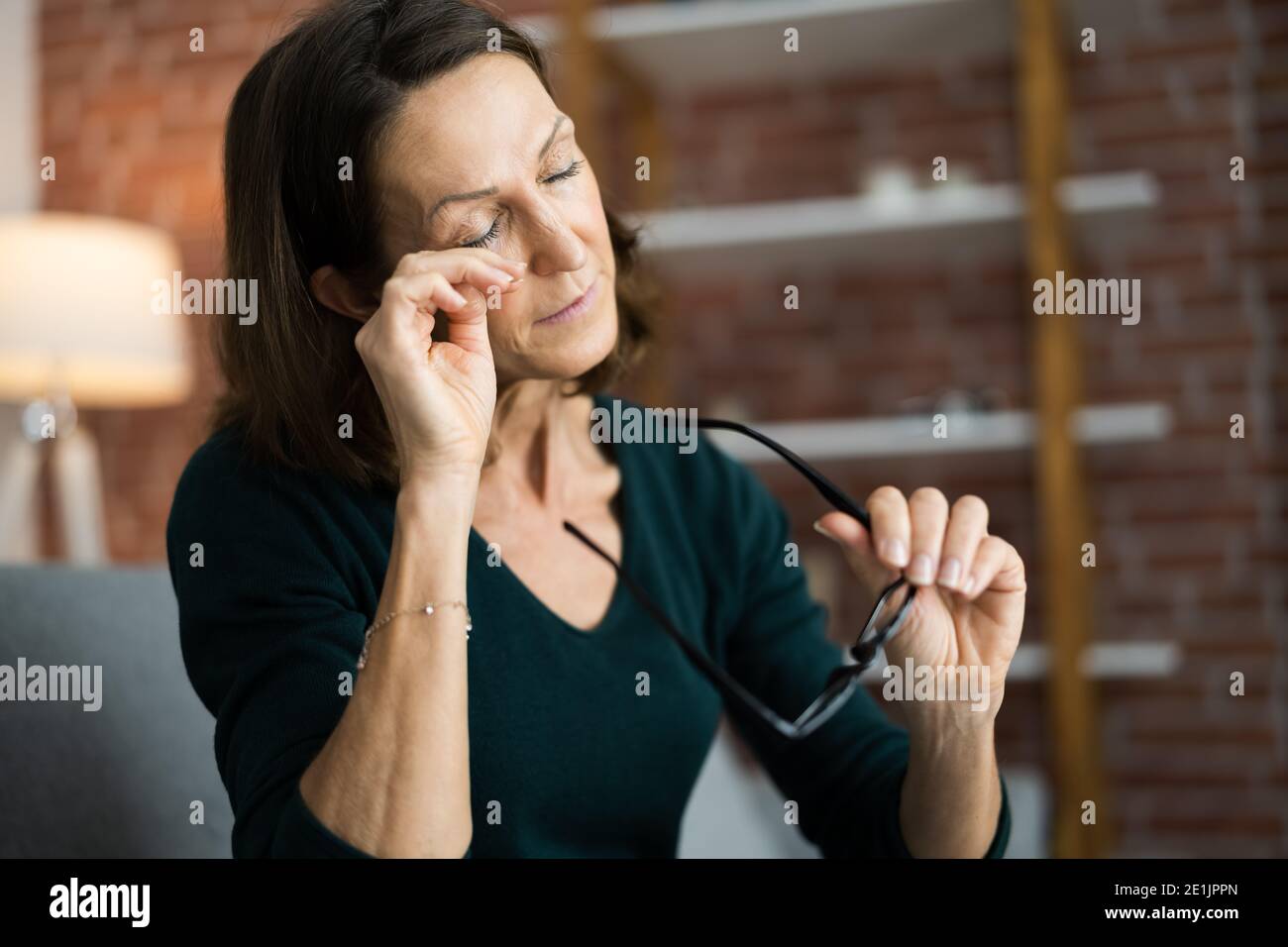 Tired Exhausted Eye Pain And Ache Problem Stock Photo Alamy