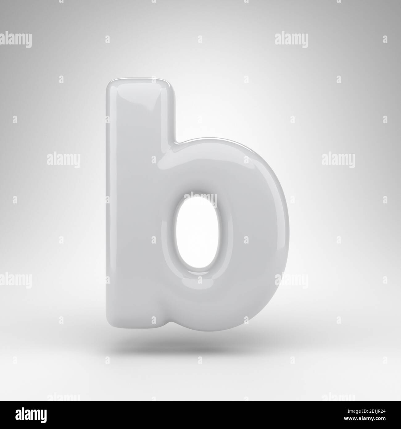 Letter B lowercase on white background. White plastic 3D rendered font ...
