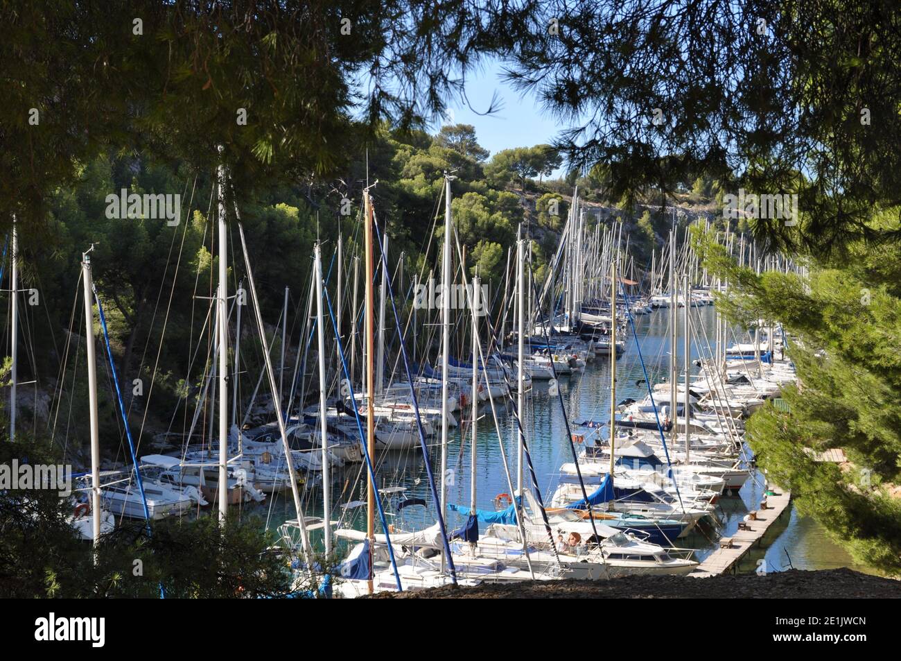 Boats at the Calanques de Port-Miou, Cassis, France Stock Photo
