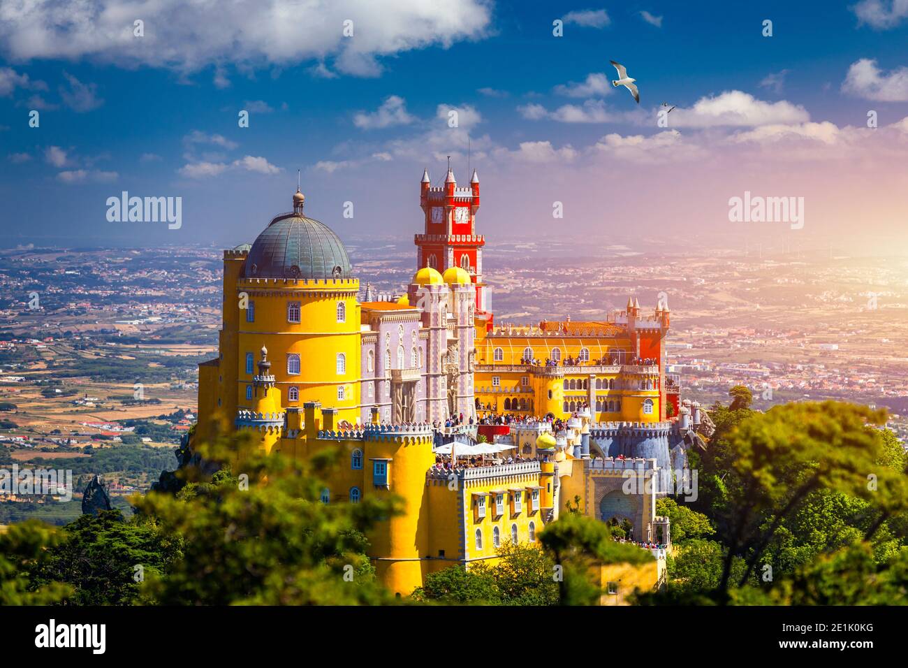 Famous Historic Pena Palace Part Of Cultural Site Of Sintra Against 