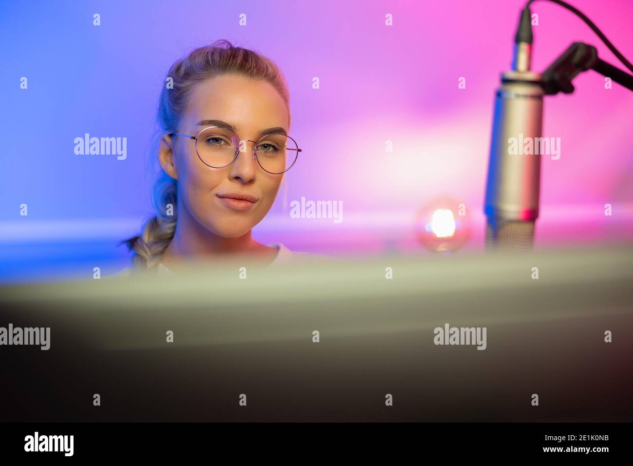 Happy Pretty Blonde Gamer Girl Playing Online Video Game on Her Personal  Computer Stock Photo - Alamy