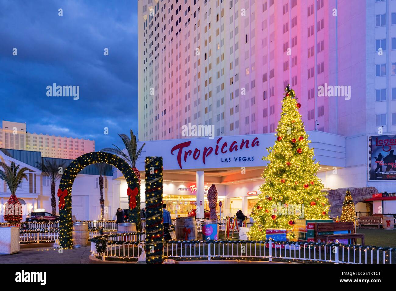Las Vegas, DEC 28, 2020 - Christmas decoration of the Tropicana Las Vegas Stock Photo
