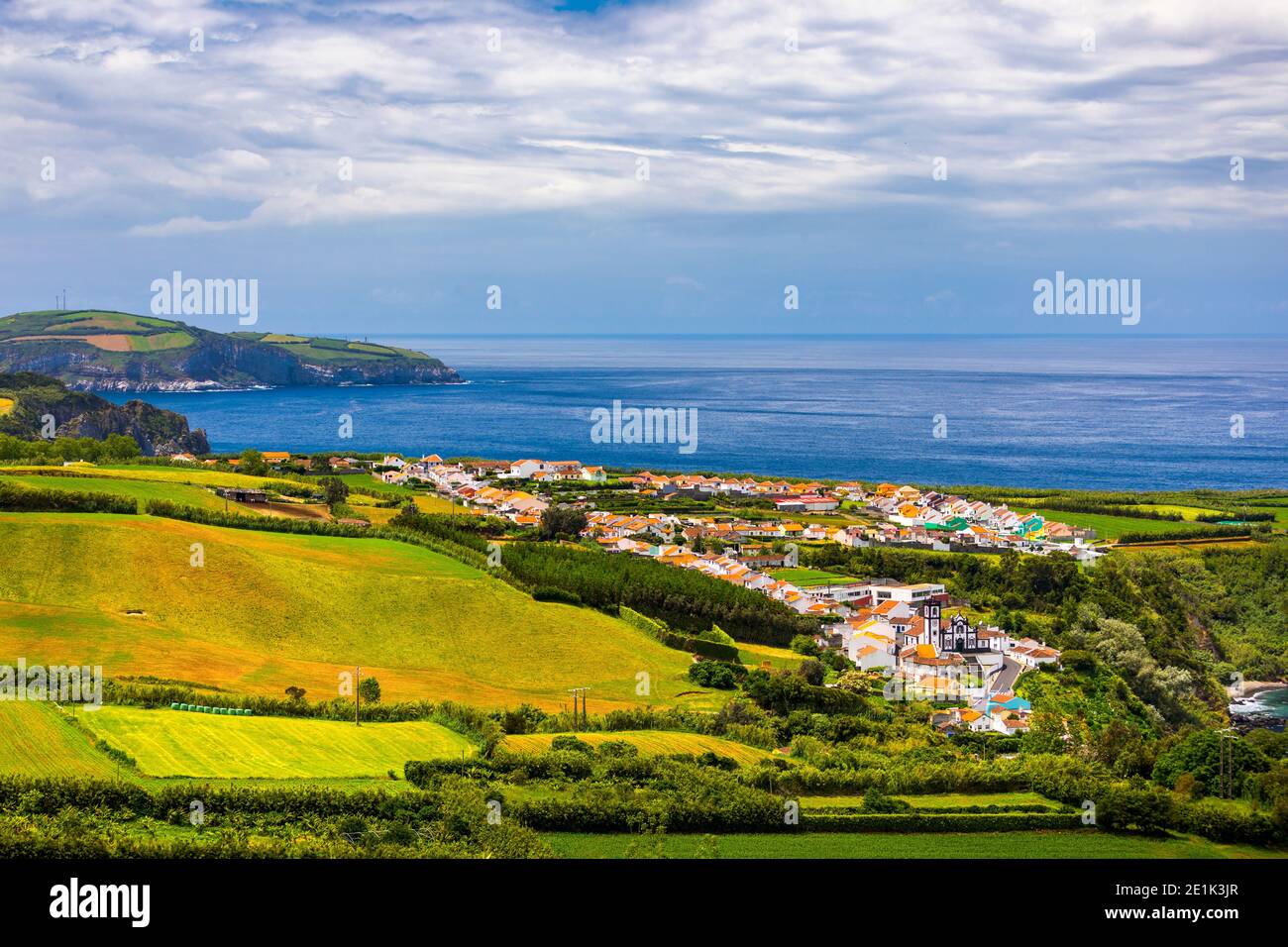 Beautiful Nature View On Azores With Small Villages Tows Green Nature Fields Amazing Azores View Of Typical Azores Village In Sao Miguel Island A Stock Photo Alamy