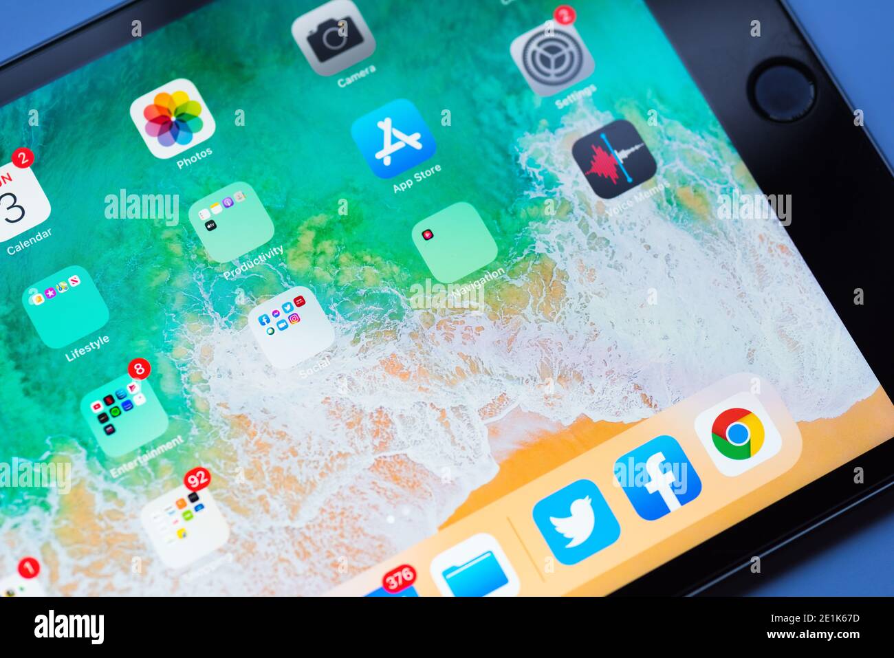 iPad with apps Stock Photo