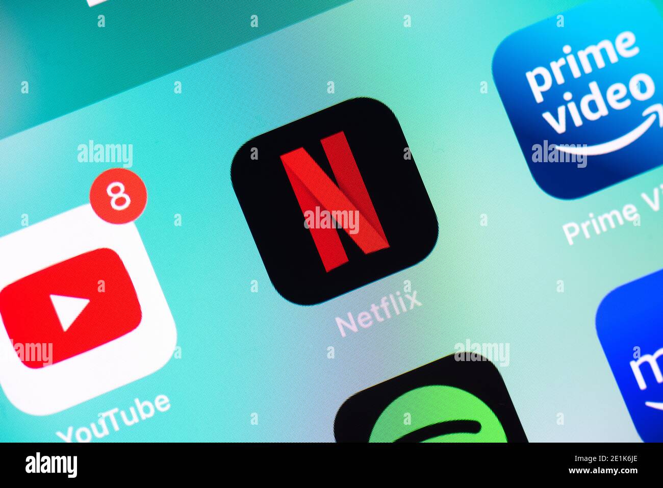 Digital media streaming Netflix apps on iPad Stock Photo