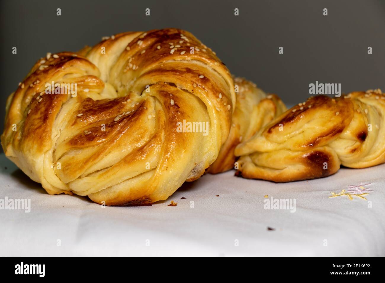 Traditional Turkish bread rolls. Traditional turkish pastry. Delicious food concept Stock Photo