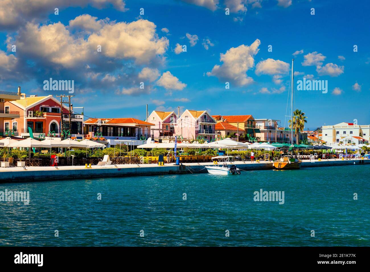 Lixouri is the second largest city of Kefalonia, Greece. View of city and port of Lixouri, Cefalonia island, Ionian, Greece. Stock Photo