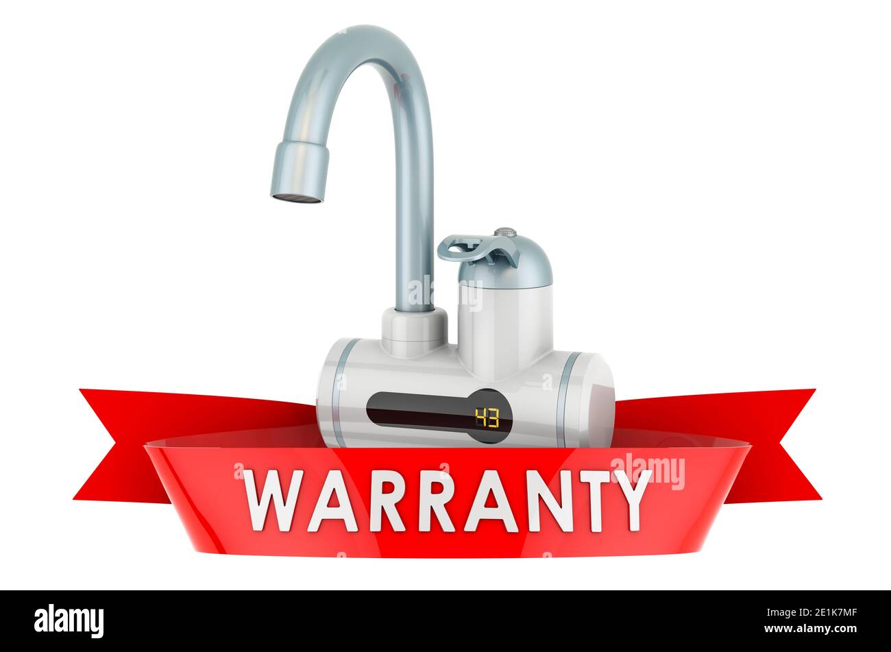 Instant electric hot water heater warranty concept. 3D rendering