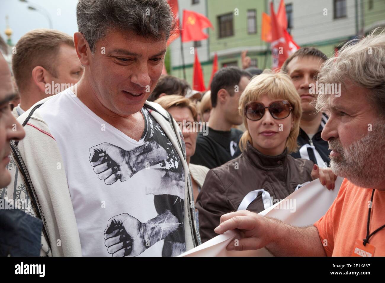Moscow, Russia. 6th of May, 2012 Russian opposition leader Boris Nemtsov during opposition march on central Moscow, Russia Stock Photo