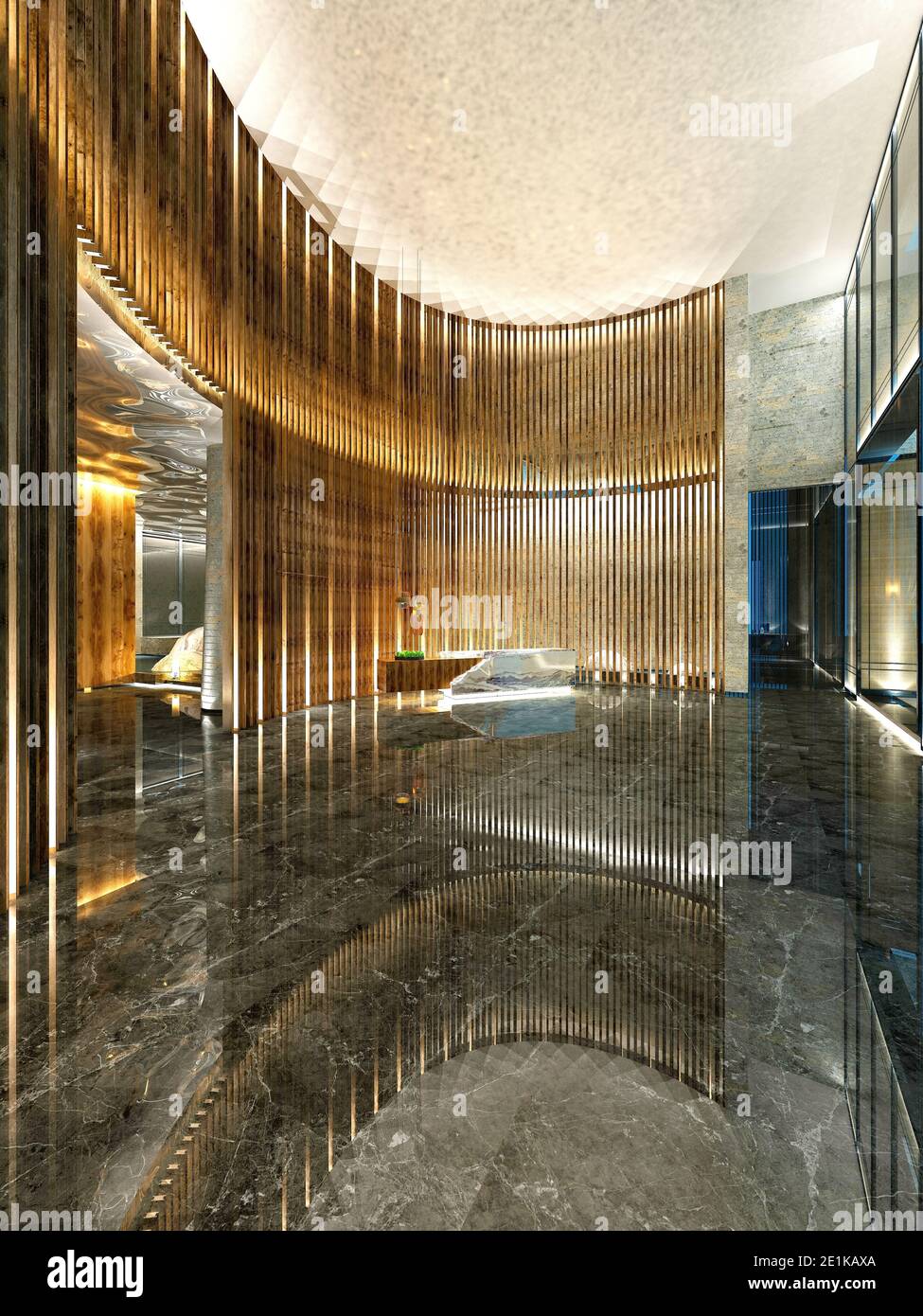 3d render of luxury hotel reception lobby Stock Photo - Alamy