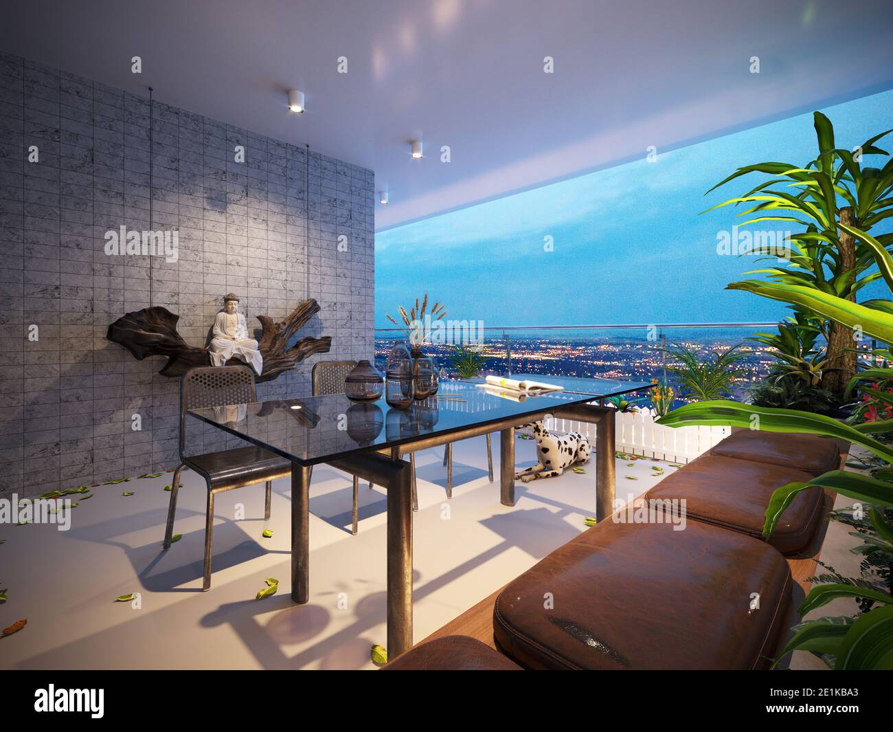 3d render of luxury house balcony Stock Photo