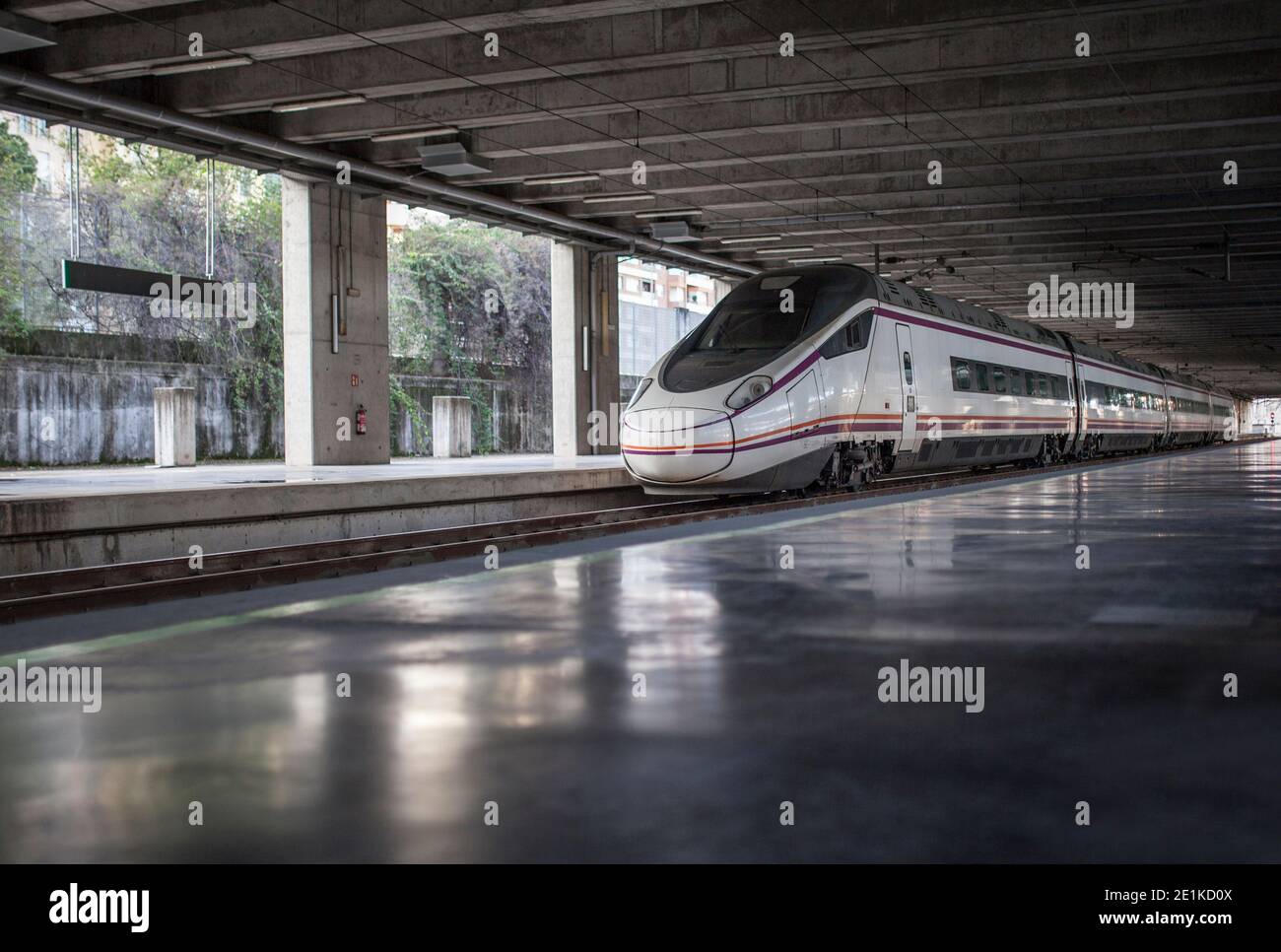 Train waiting at spanish high-speed rail station Stock Photo