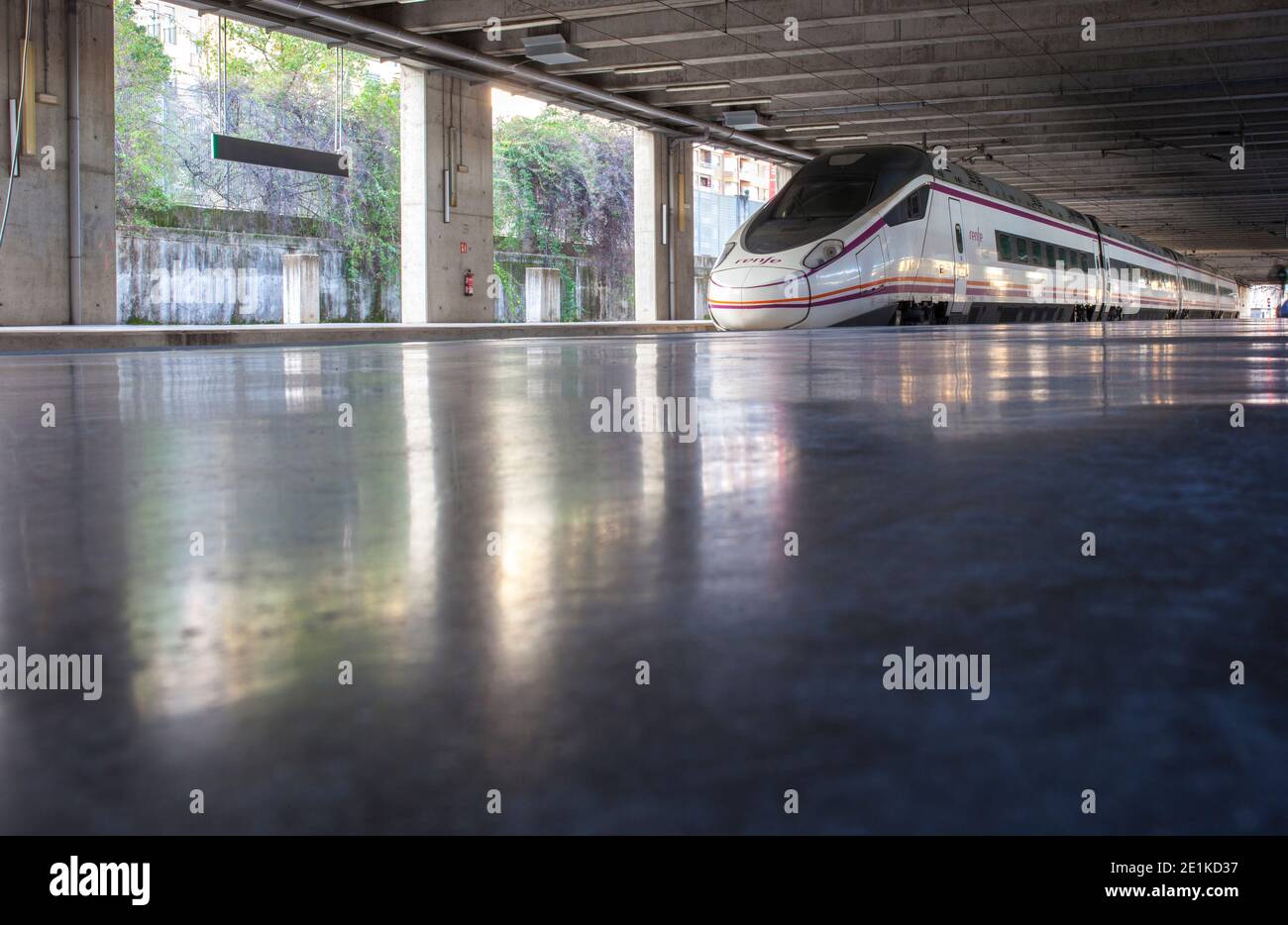 Train waiting at spanish high-speed rail station Stock Photo