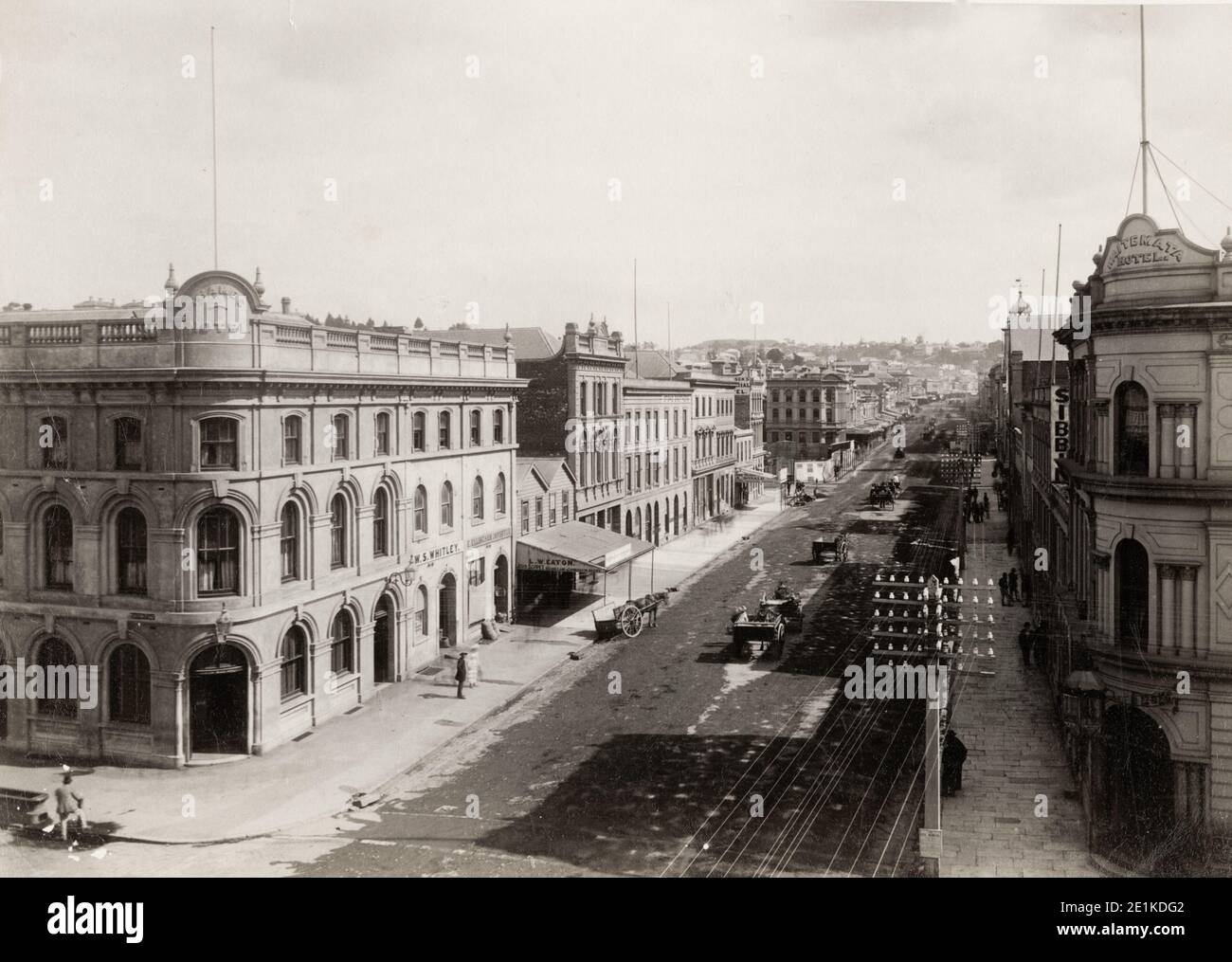 19th century vintage photograph: view of Queen Street Auckland, New ...