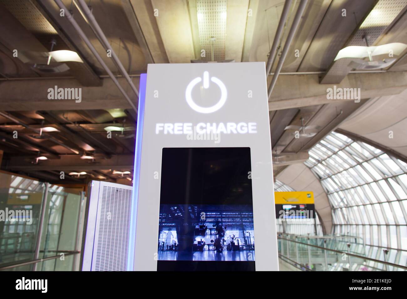Free charging station in airport Stock Photo Alamy