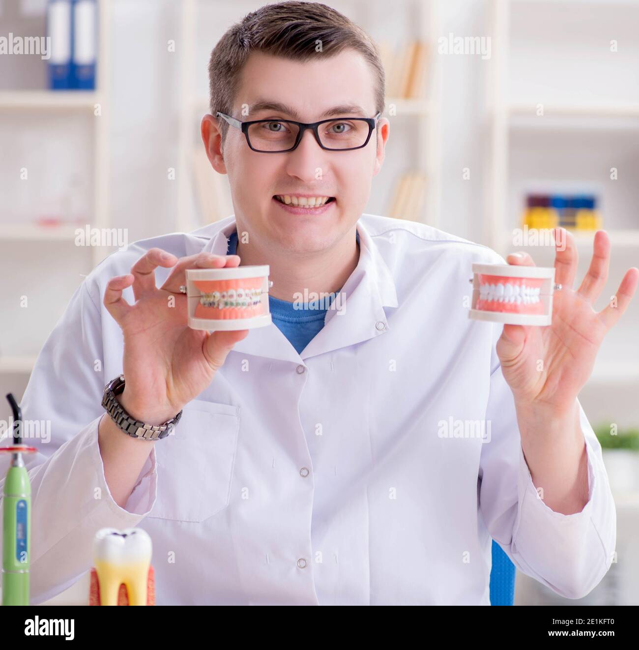 The dentist working teeth implant in medical lab Stock Photo Alamy