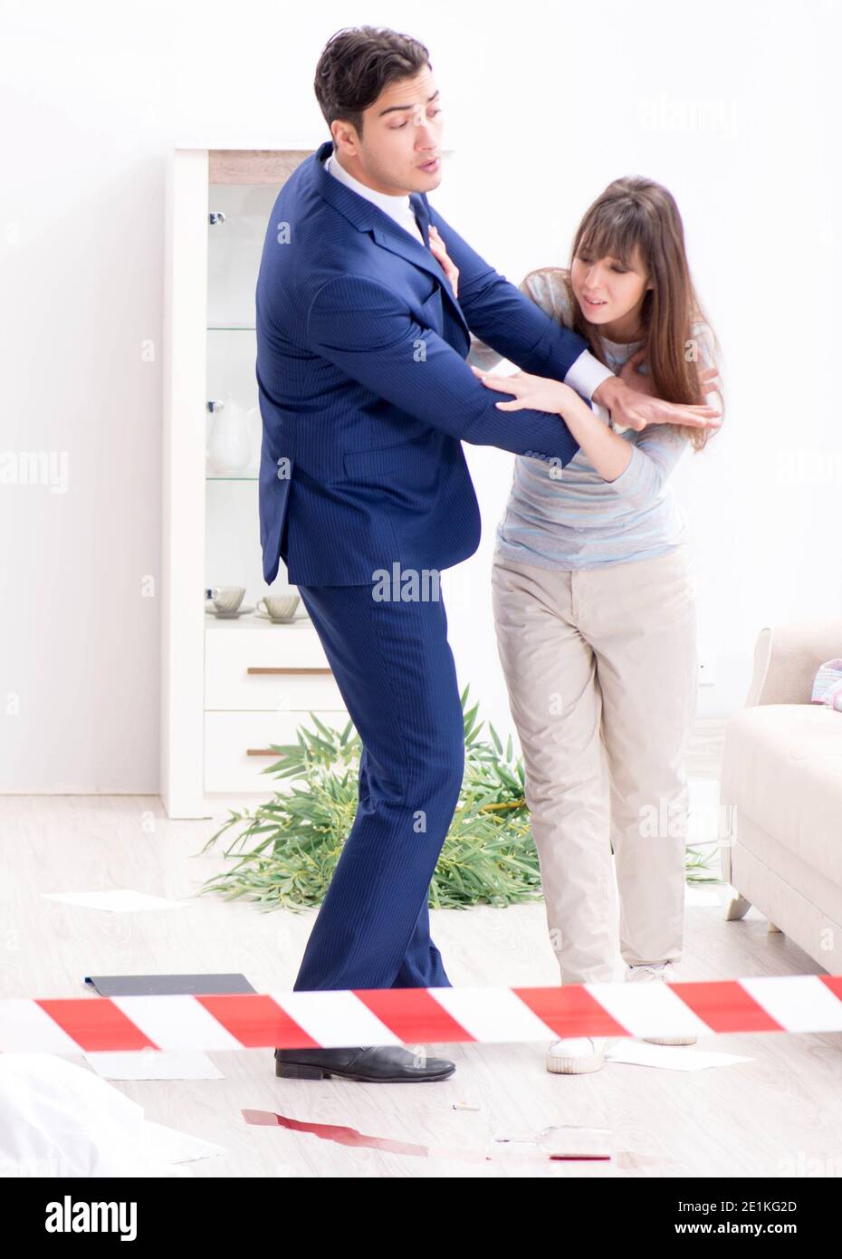 The victim wife at the scene on murder Stock Photo