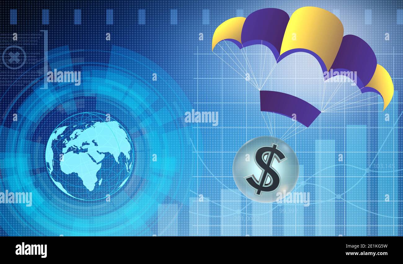 The Concept With Dollar In Golden Parachute Illustration Stock Photo