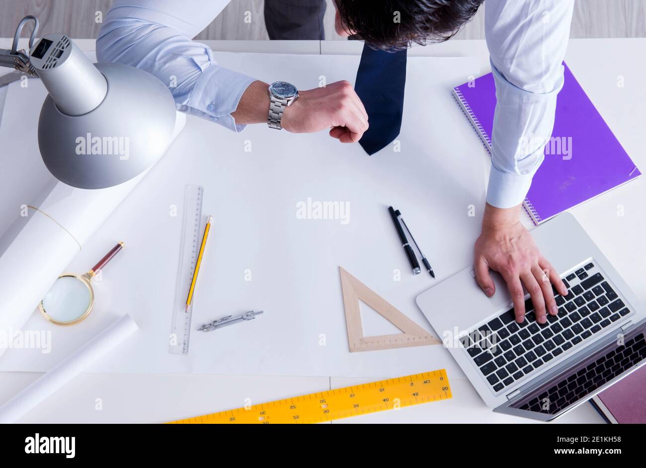 Workign Drawing Engineering The engineer working on new project drawings Stock Photo - Alamy