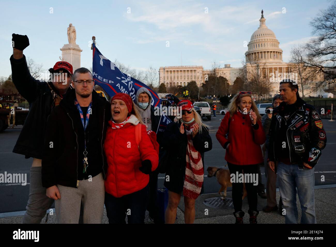 Trump supporters mourn on Capitol Hill at makeshift monument for Ashli Babbitt, who was shot and died next day after U.S. Capitol was stormed, in Washington on January 7, 2021. Photo by Yuri Gripas/ABACAPRESS.COM Stock Photo