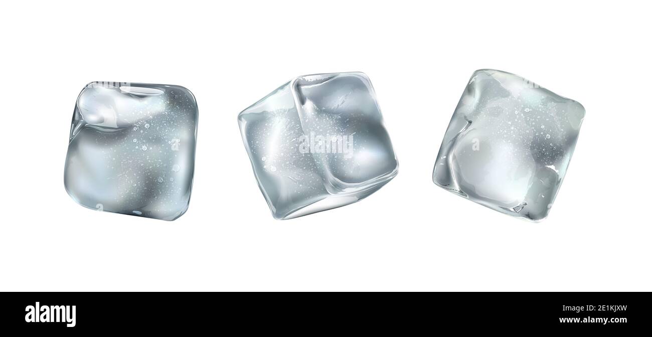 Square ice cubes to chill various drinks Stock Photo Alamy