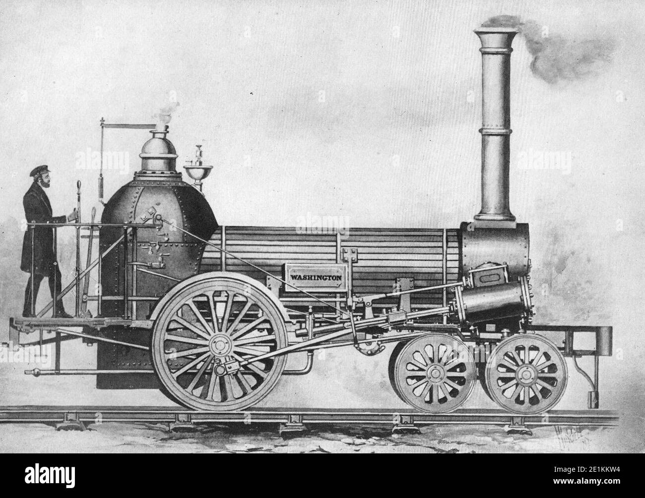 4-2-0 steam locomotive 'George Washington' 1836 Stock Photo