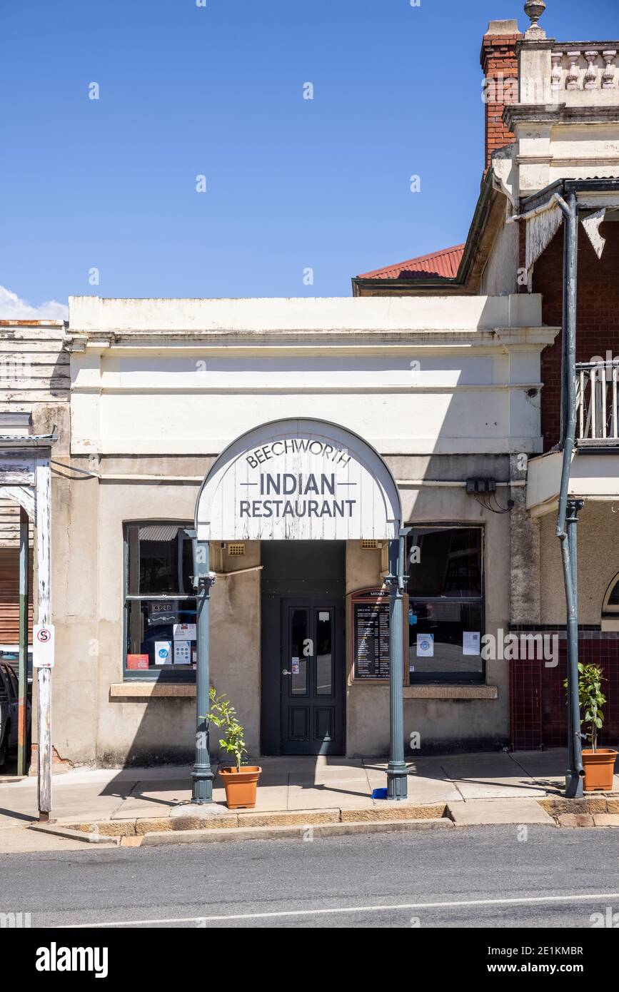December 19th 2020 Beechworth Australia : Exterior view of an Indian restaurant located in Beechworth, Victoria, Australia Stock Photo