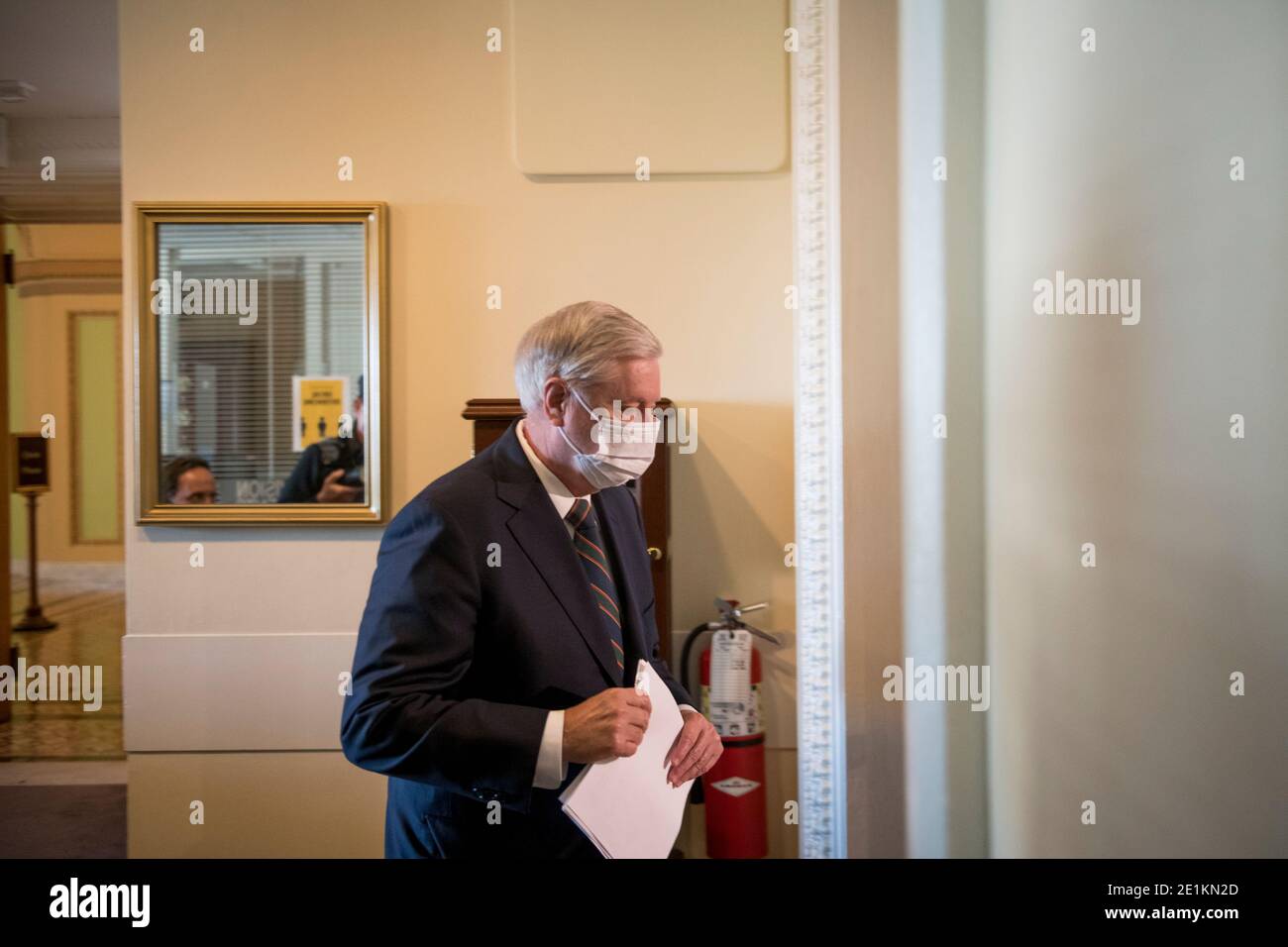 Washington, United States Of America. 07th Jan, 2021. United States Senator Lindsey Graham (Republican of South Carolina) arrives for a press conference at the U.S. Capitol in Washington, DC, Thursday, January 7, 2021.Credit: Rod Lamkey/CNP | usage worldwide Credit: dpa/Alamy Live News Stock Photo