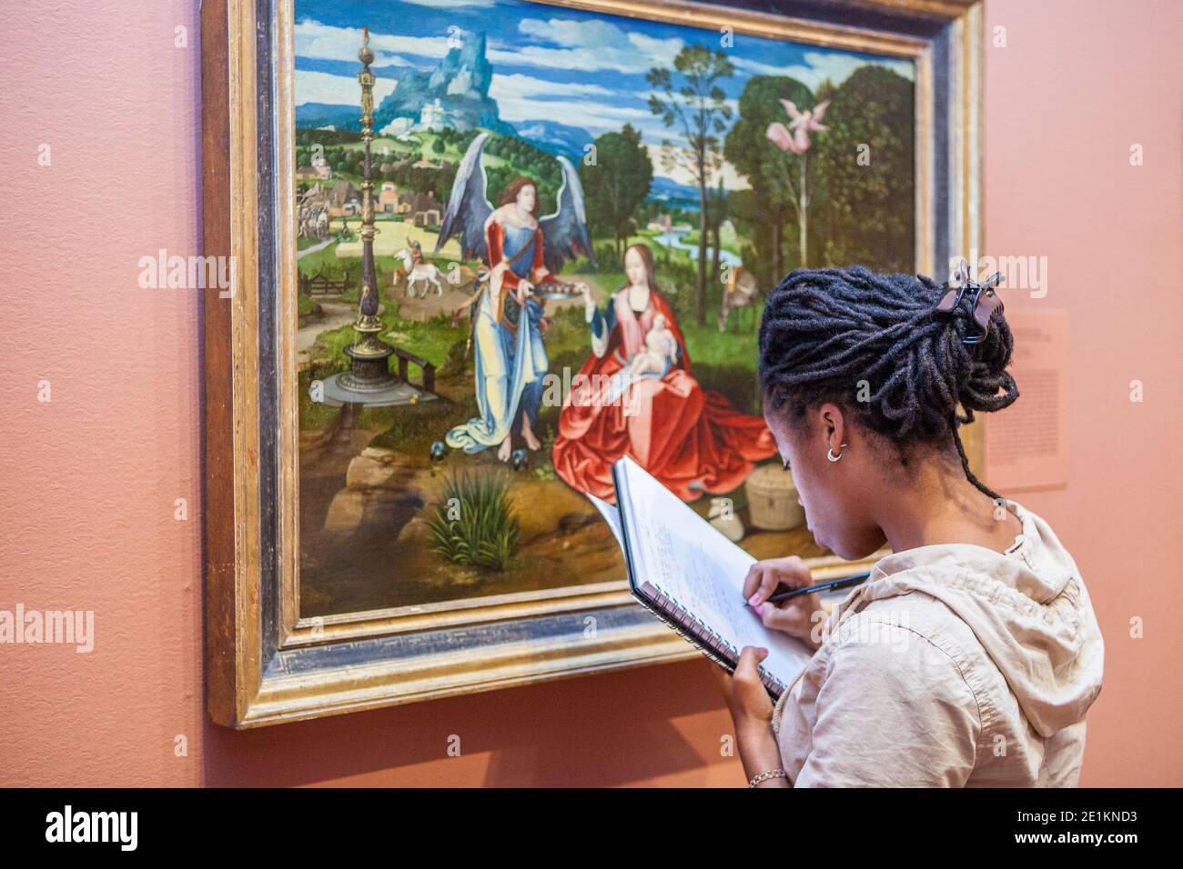 Students learning about art in a museum Stock Photo Alamy