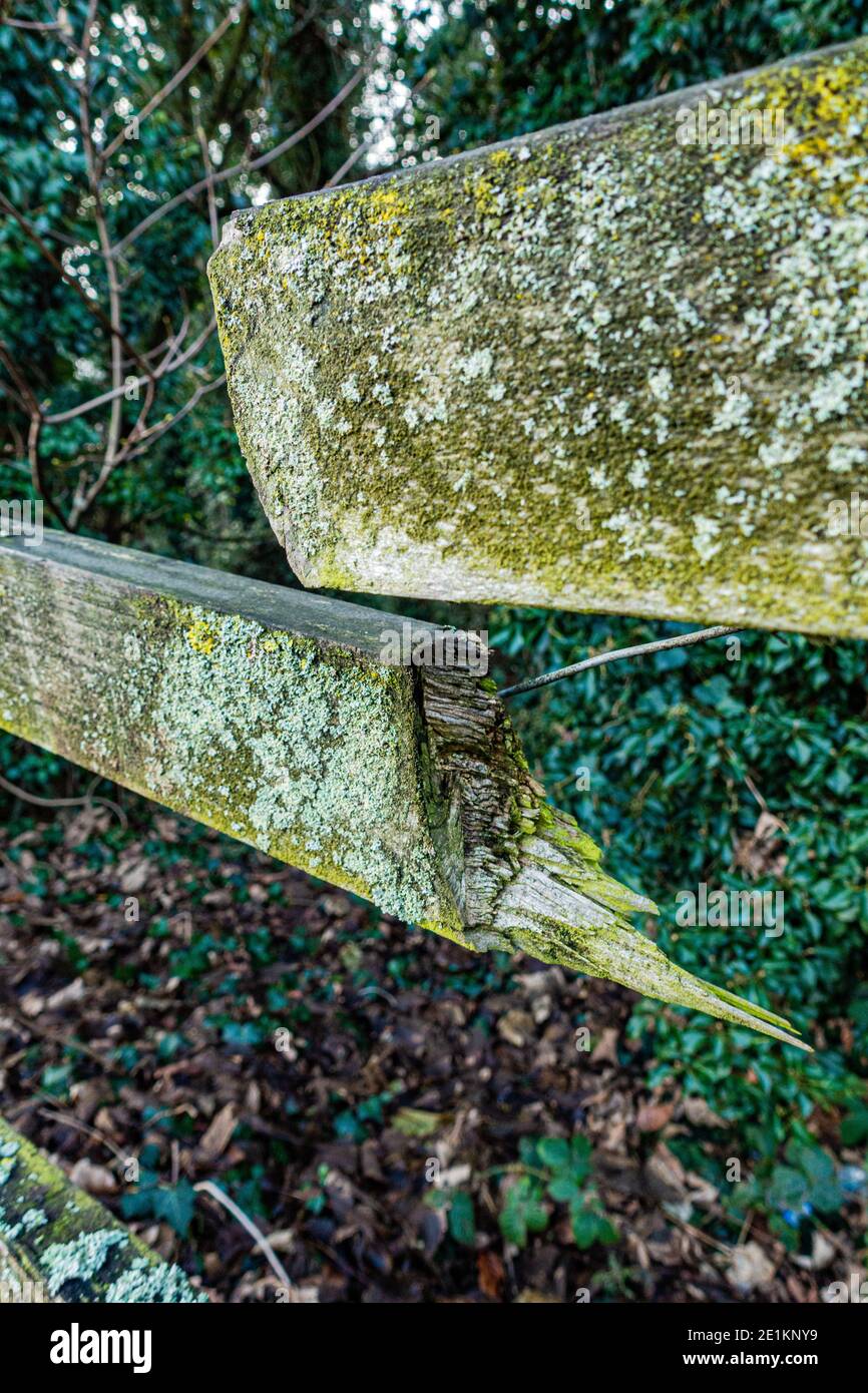 broken wooden fence rail Stock Photo - Alamy