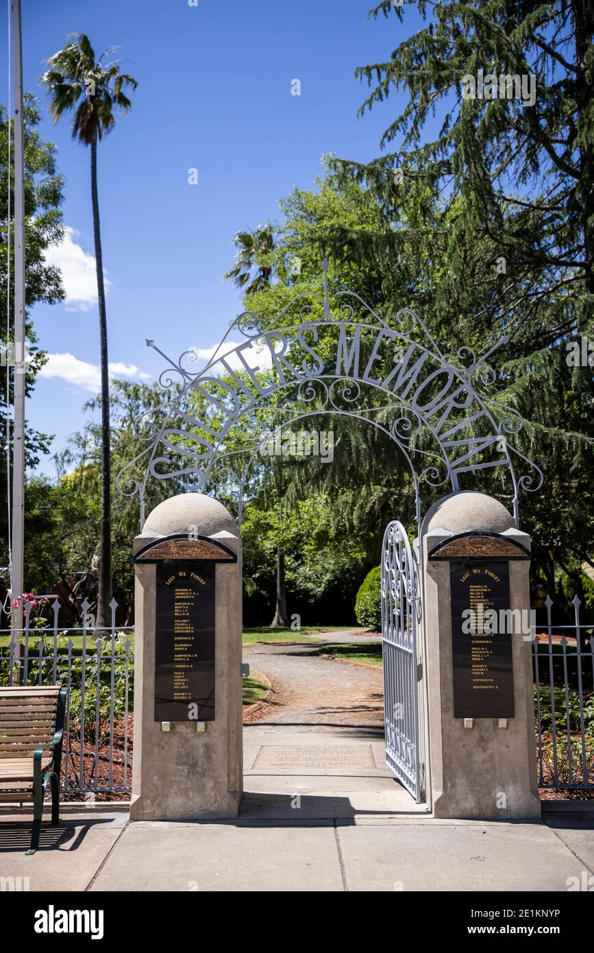 December 20th 2020 Yackandandah Australia : Entrance to the soldiers memorial park in Yackandandah, Australia Stock Photo