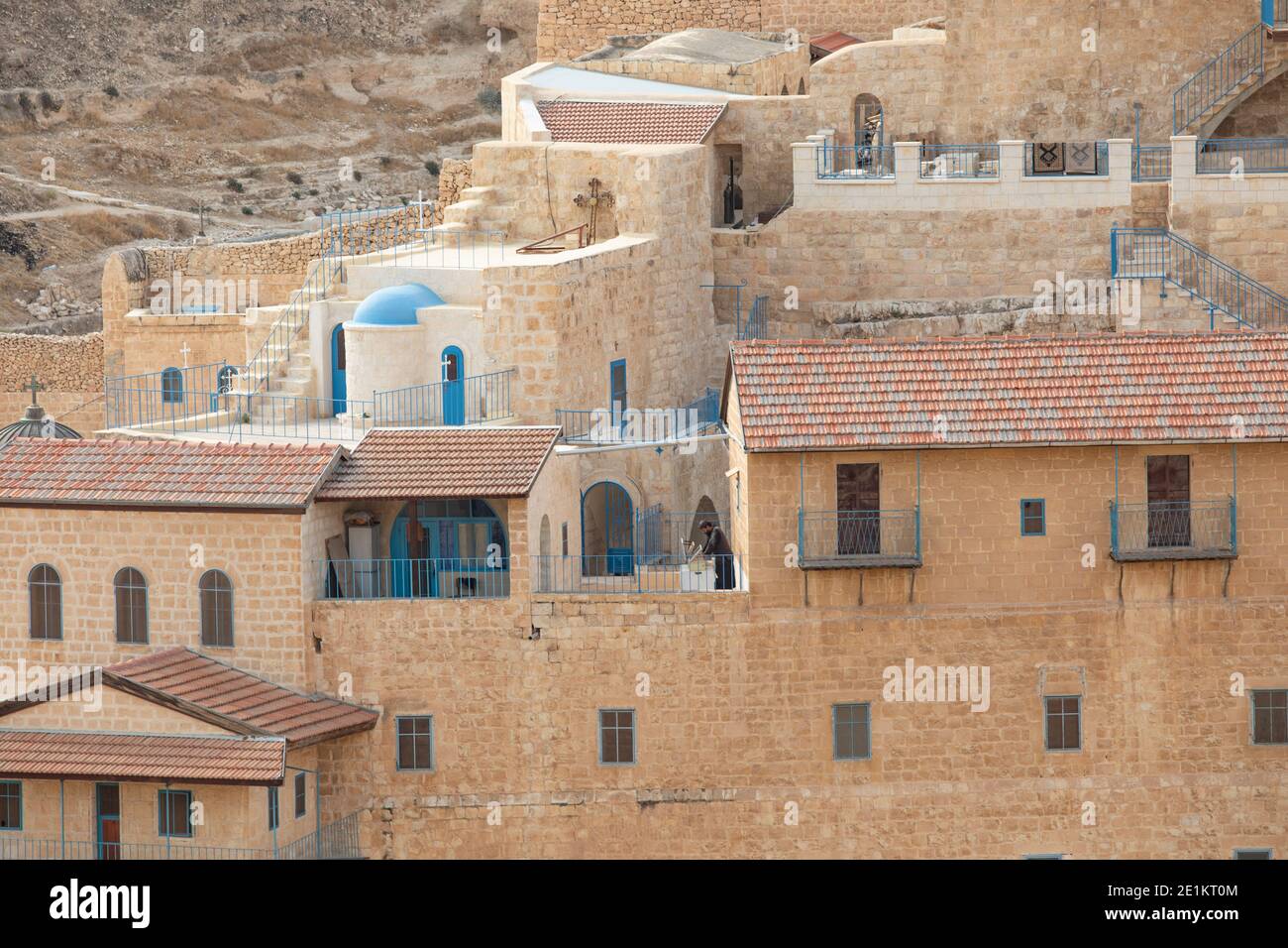 The Holy Lavra of Saint Sabbas, known in Syriac as Mar Saba is a Greek Orthodox monastery overlooking the Kidron Valley at a point halfway between the Stock Photo