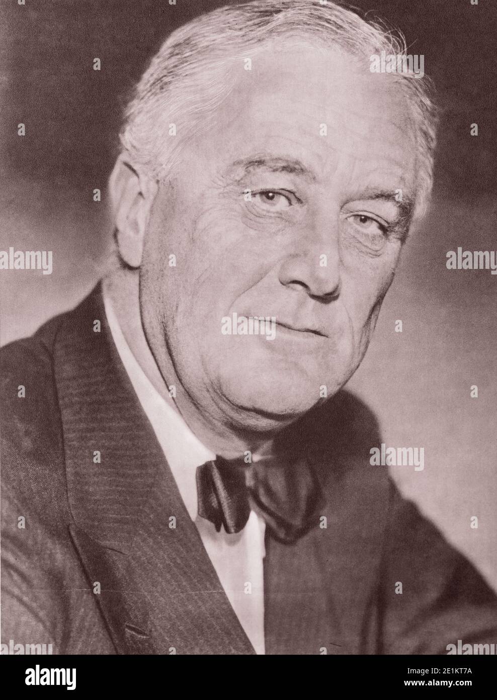 Portrait of Franklin Delano Roosevelt (1882 – 1945) was an American statesman and political leader who served as the 32nd president of the United Stat Stock Photo