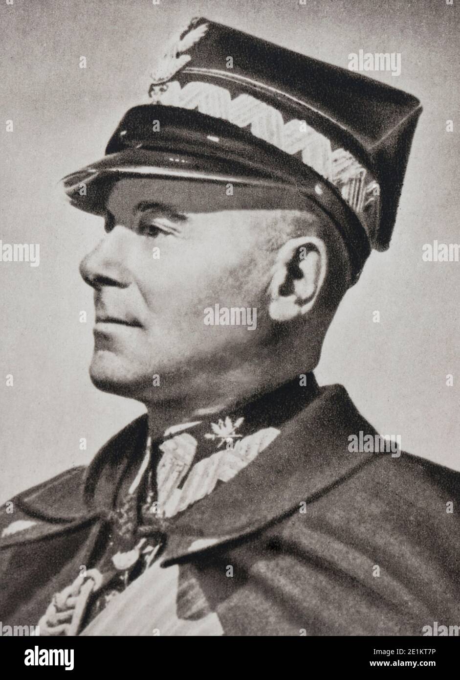 Portrait of Marshal Edward Rydz-Smigły (1886 – 1941), was a Polish politician, statesman, Marshal of Poland and Commander-in-Chief of Poland's armed f Stock Photo