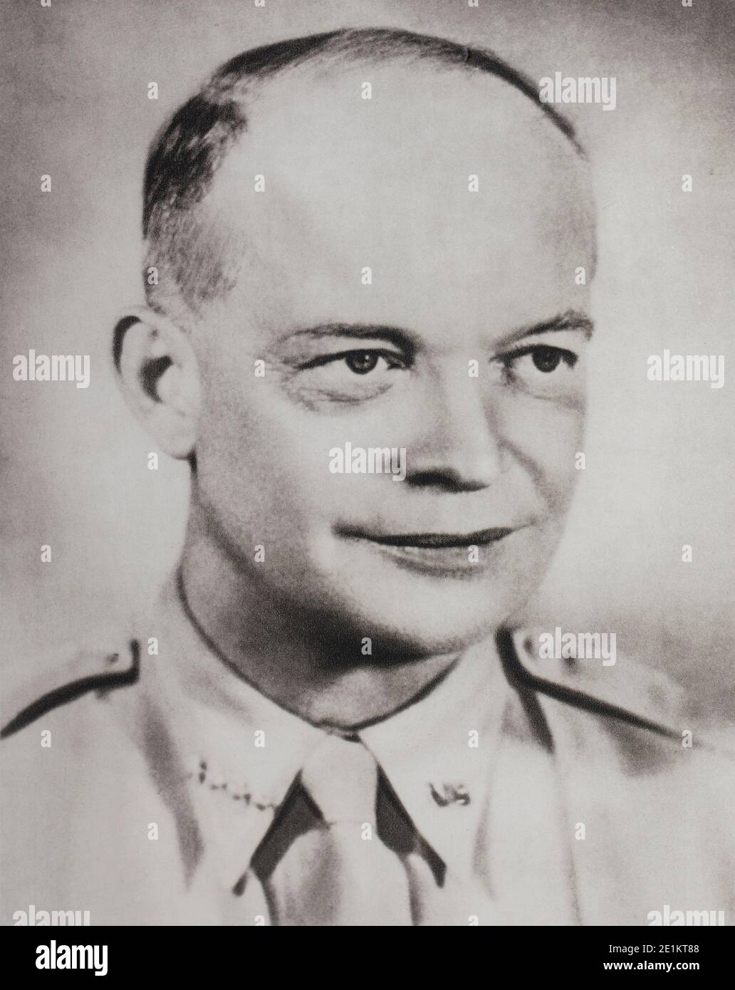 Portrait of General Dwight Eisenhower, Supreme Allied Commander. Dwight David 'Ike' Eisenhower (1890 – 1969) was an American army general and statesma Stock Photo