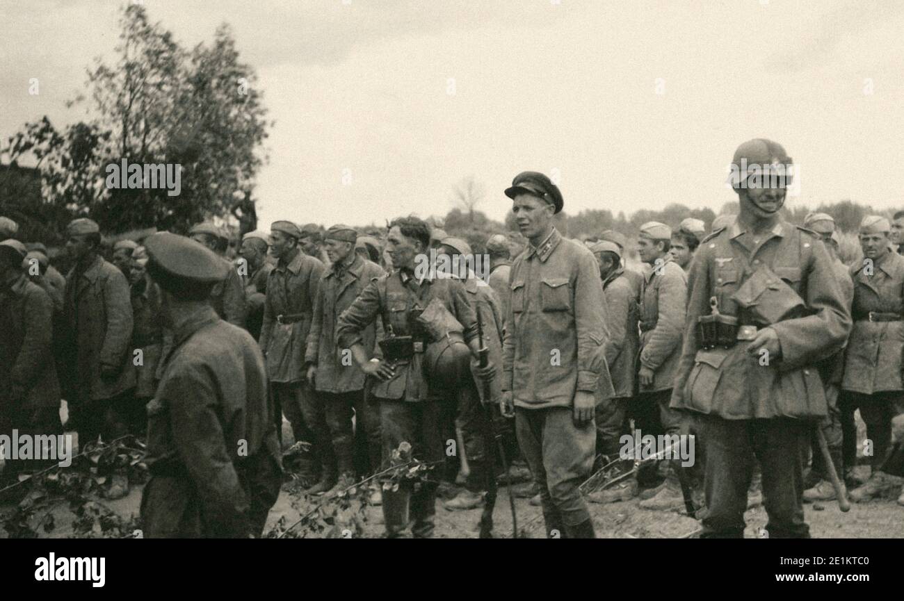 Photo of soviet war prisoners in summer of 1941 after German invasion in Soviet Union. Stock Photo