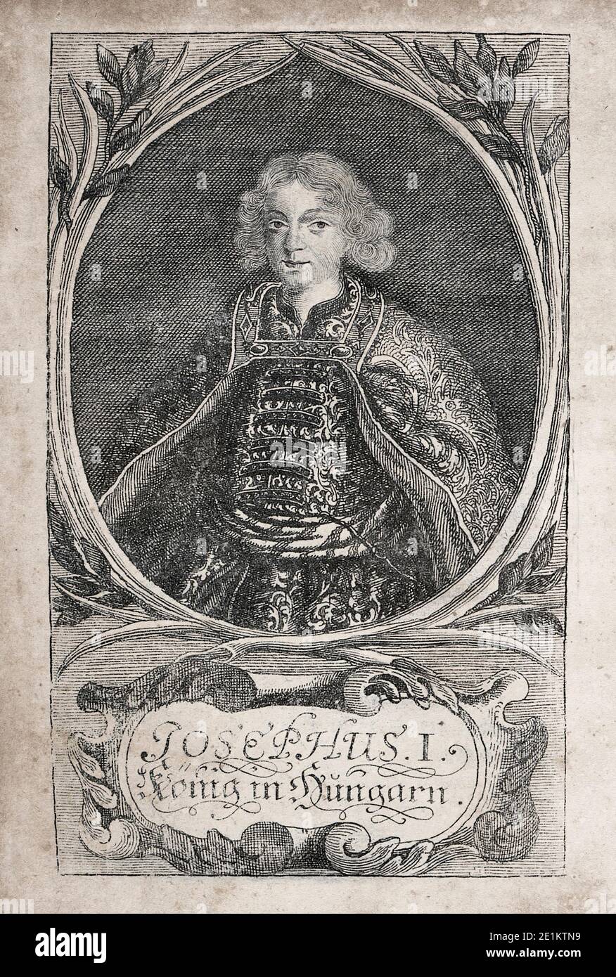 Portrait of Joseph I (1678 – 1711). Holy Roman Emperor from 1705 until his death in 1711. Joseph was crowned King of Hungary at the age of nine in 168 Stock Photo