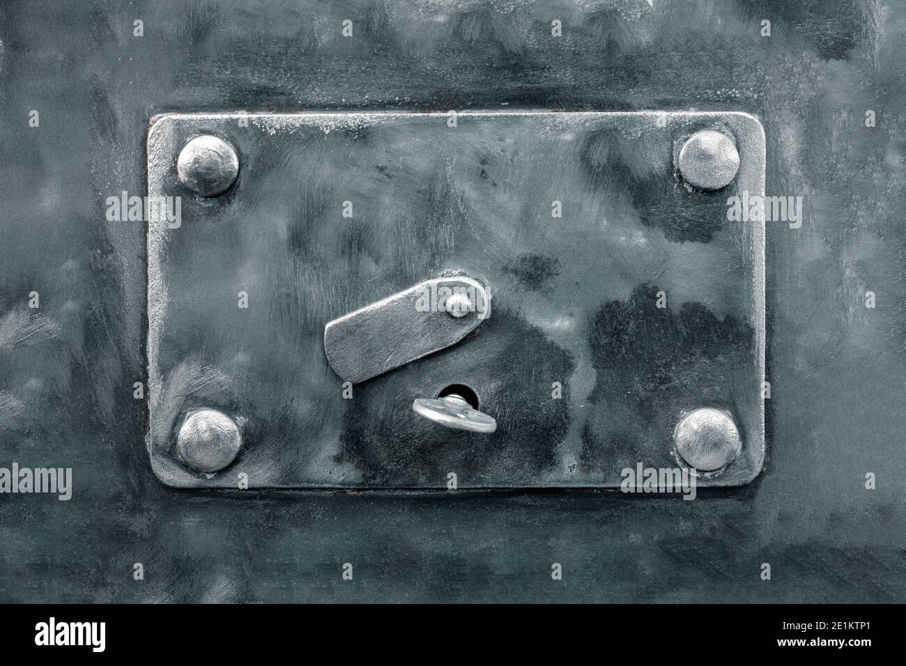 Internal lock of the safe close-up. A brutal metal savings box. The concept of reliable protection of deposits Stock Photo