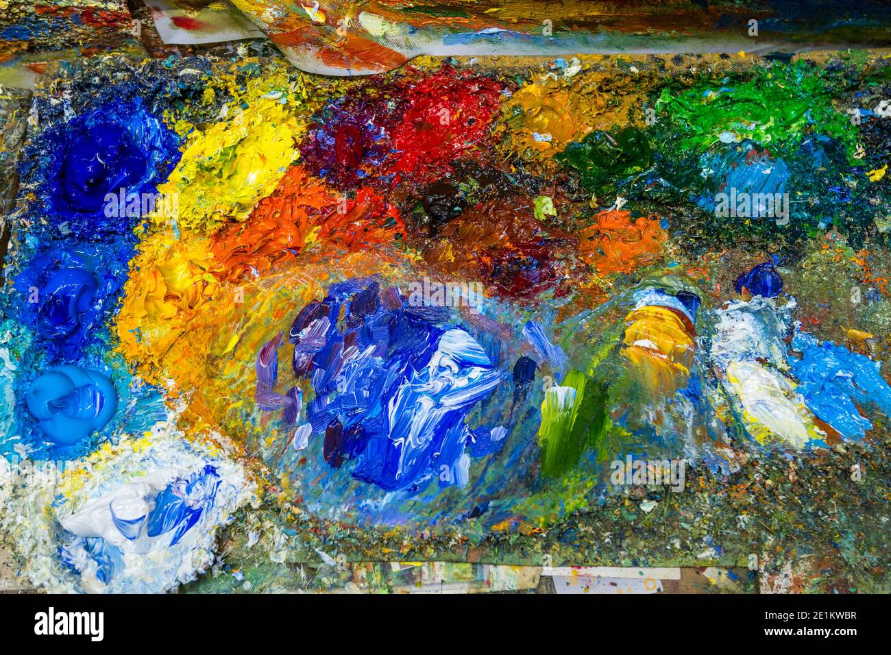 Colorful pigments on tray for oil painting Stock Photo Alamy