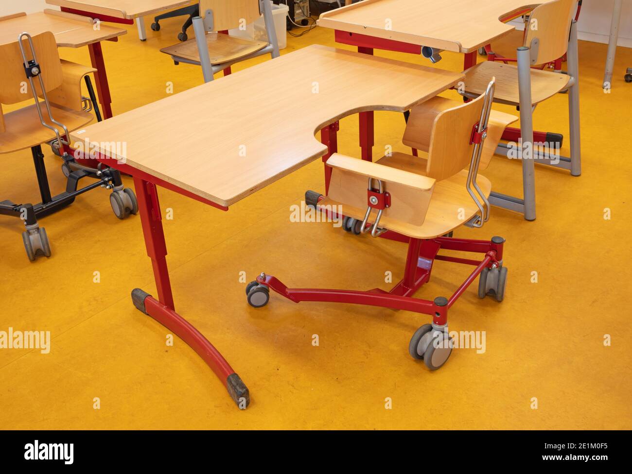 Special school desk for disabled children, modern equipment Stock Photo